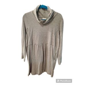 J. Jill Jersey Cowl Neck Mini Shirt Dress Gray LP